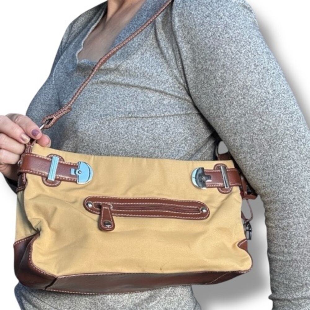 Vintage Etienne Aigner Beige Canvas Leather Shoulder Bag Classic Neutral Purse - Picture 13 of 13